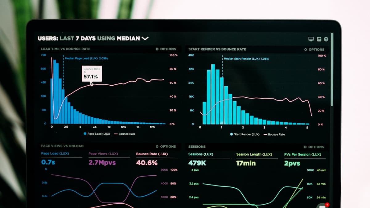 Analytics dashboard and charts for on-chain metrics