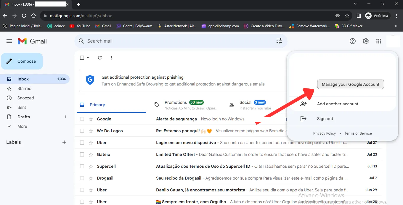 Google Account - Manage Account