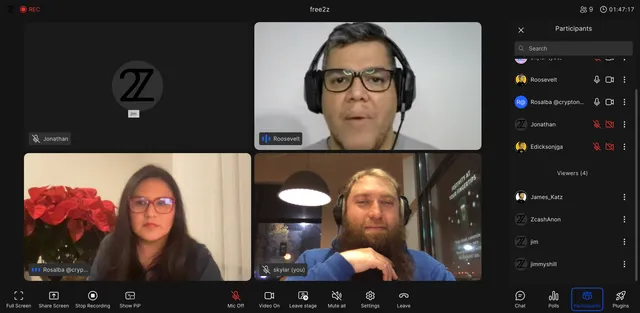 Example of a Free2z Live session