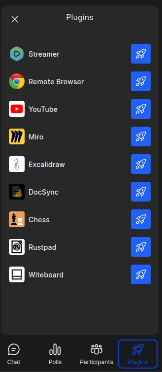 Plugins panel